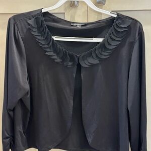 GLAMOUR Black Layered Petal Collar Open Cardigan